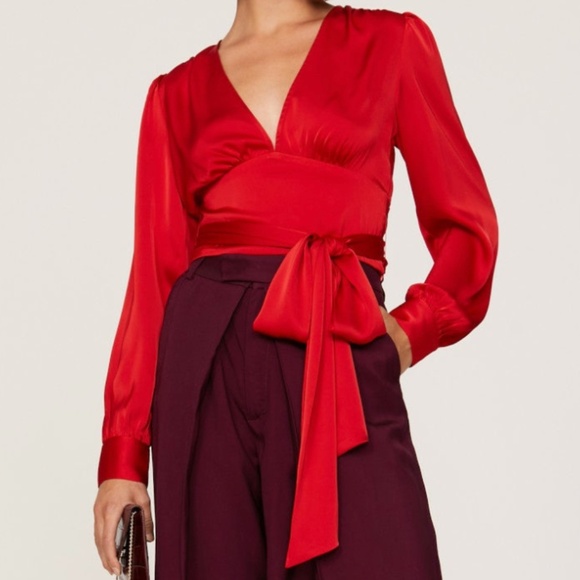Marissa Webb x RTR Tie Waist Satin Top Size 0 - Picture 1 of 6
